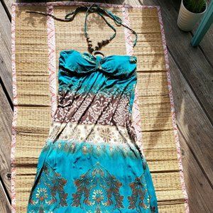 Blue & brown bohemian beach dress